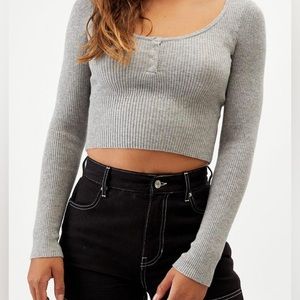 Kendall & Kylie Gray Long Sleeve Sweater